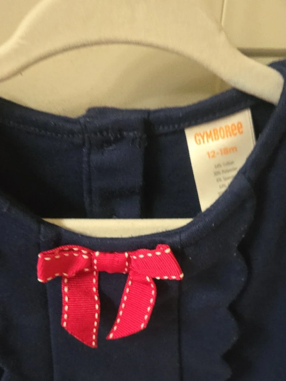 Gymboree 12-18M Navy Dress with Pink Bow and Dachshund Appliqué